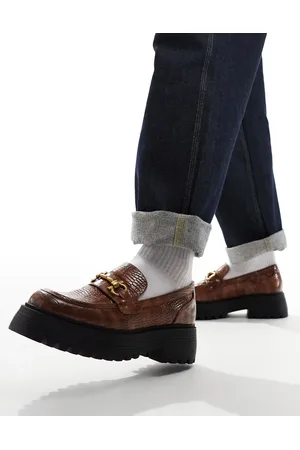 ASOS – Loafer aus Kunstleder in Kroko- mit dicker Sohle und Trense