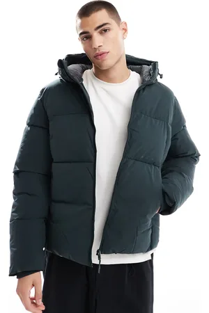 JACK & JONES – Kastige Oversize-Steppjacke in Tannengrün
