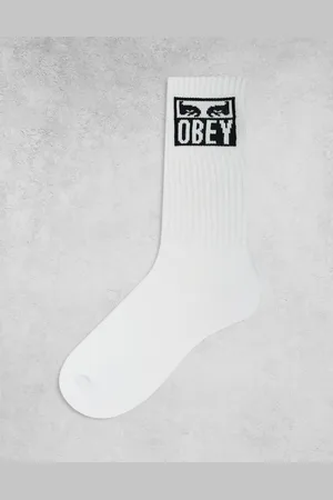 Obey – Weiße Socken mit Logomotiv mit zwei Augen