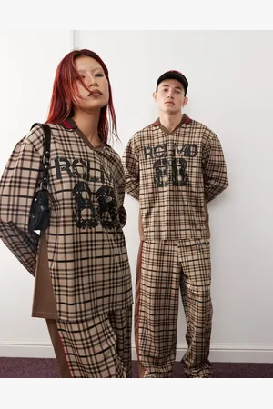 Reclaimed – Langärmliges Unisex-Fußballoberteil mit Karomuster
