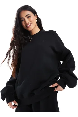 The Couture Club – Washed Essentials – Basic-Sweatshirt in schwarzer Waschung mit Ziernaht
