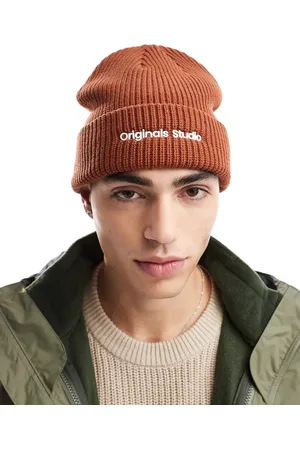 JACK & JONES – Grobstrickmütze in gebranntem mit „Originals“-Logo