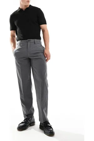 JACK & JONES – Karl – Locker geschnittene, elegante Hose in Anthrazit mit Nadelstreifen