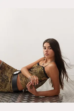 COLLUSION – Camisole aus Netzstoff mit Spitzenbesatz und Leopardenmuster, Kombiteil