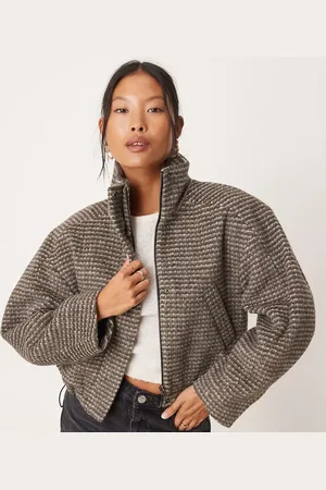 ASOS ASOS DESIGN Petite – Elegante, karierte Bomberjacke mit Stehkragen