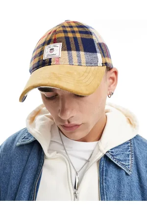 GANT – Karierte Kappe in Beige mit Logo