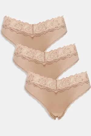 ASOS – Minnie – 3er-Pack Brazilian-Slips aus Baumwolle in mit Bund aus Spitze