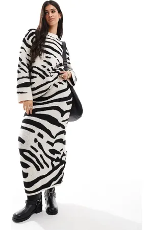 ASOS – Maxi-Strickrock mit Zebramuster, Kombiteil