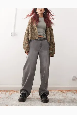 Reclaimed – Weite Jeans in verwaschenem Anthrazit mit niedrigem Bund