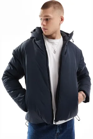 Brave Soul – Wattierte Jacke in Marineblau mit Kapuze