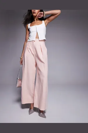 River Island – Hose in Hellrosa mit weitem Bein und Bundfalten