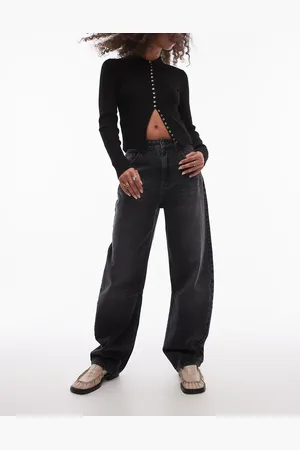 Topshop – Barrel-Jeans in verwaschenem mit mittelhohem Bund