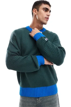 Champion – Rochester – College-Pullover in Flaschengrün und Königsblau
