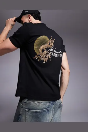 River Island – T-Shirt in mit japanischem Drachen-Rückenprint