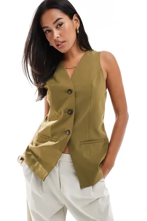 ASOS – Longline-Weste in Khaki