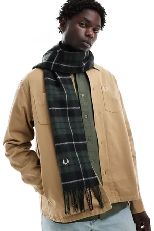 Fred Perry – Schal mit Tartan-Karomuster in Grün und Blau