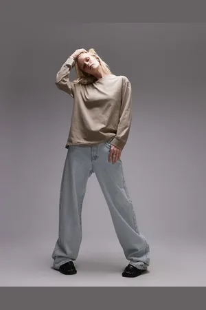 MANGO – Langärmliges T-Shirt in Beige mit Rundhalsausschnitt
