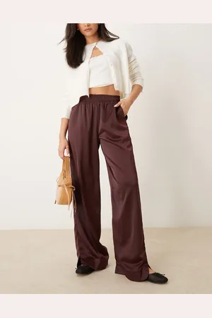 Y.A.S – Satinhose in Burgunderrot mit weitem Bein