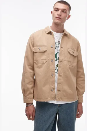 Lacoste – Hemdjacke in Beige mit Logo