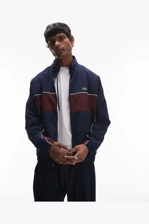Lacoste – Jacke mit Reißverschluss und marineblauem Blockfarben-Design