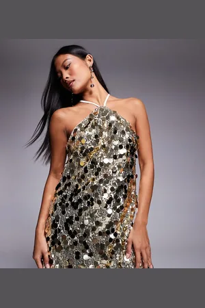 Jaded Rose – Minikleid in Gold mit Paillettenscheiben