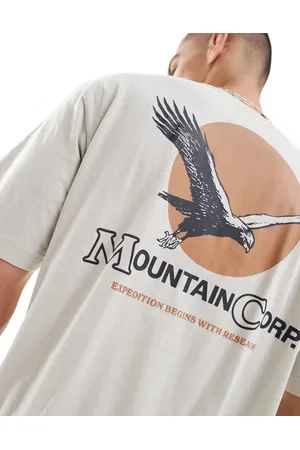 Only & Sons – T-Shirt in Steinbeige mit Adlerprint auf dem Rücken