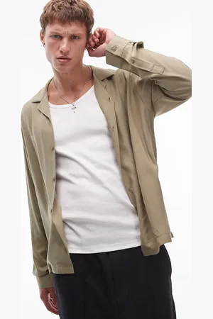 Topman – Langärmliges Hemd aus Viskose in Khaki