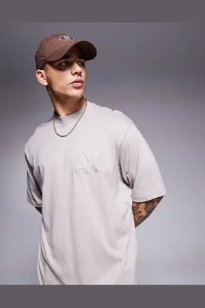 Armani Exchange – T-Shirt in Beige mit farblich abgestimmtem Logo