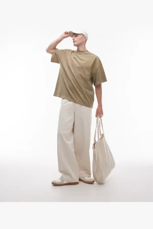 Topman – Oversize-T-Shirt in verwaschenem Grün mit überschnittenen Schultern