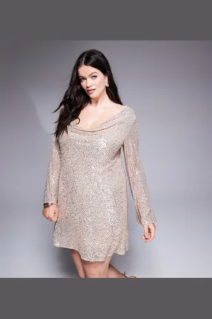 Jaded Rose – Pailletten-Minikleid in Gold mit Wasserfall-Rückenausschnitt