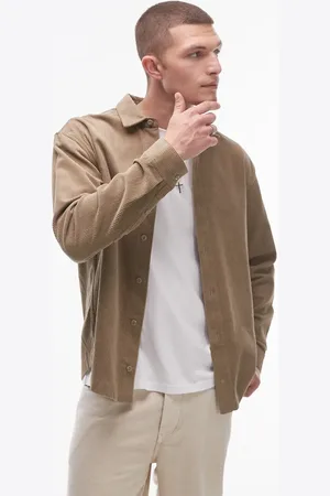 Topman – Oversize-Hemd in Steinbeige aus feinem Cord