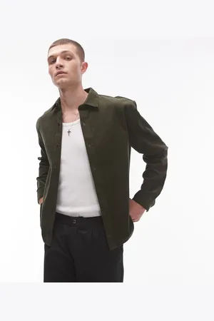 Topman – Oversize-Hemd aus feinem Cord in Khaki