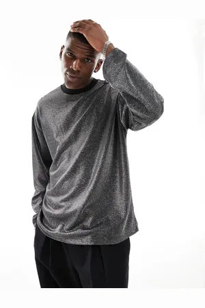 ASOS – Langärmliges Oversize-Shirt aus schwarzem Stoff