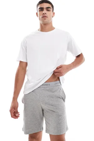 JACK & JONES – Kurzer Lounge-Pyjama aus Jersey in und Weiß
