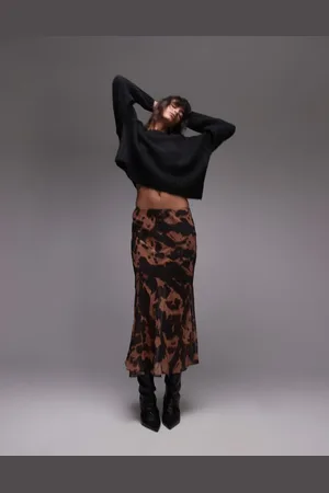 Topshop – Maxirock mit Schildpattmuster und zusammengesetztem Design