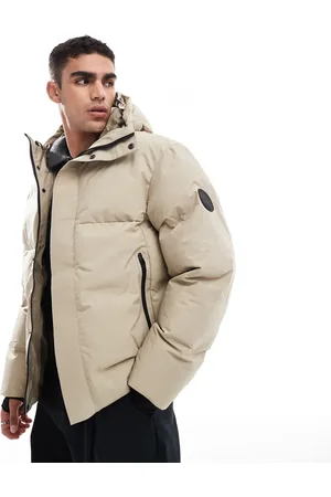 JACK & JONES Premium – Kastige Oversize-Pufferjacke in Beige
