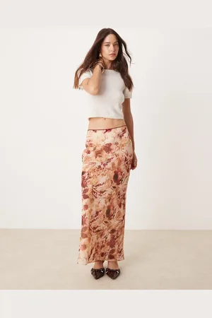 Miss Selfridge – Zweilagiger Maxirock aus Chiffon mit Animalprint