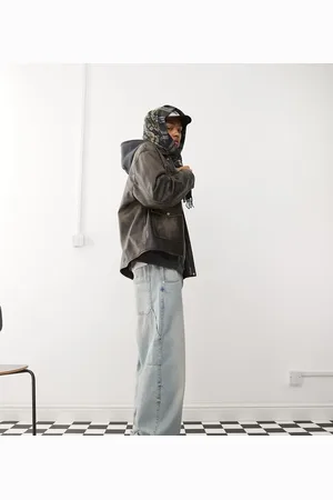 Reclaimed – Verwaschene Trucker-Jacke aus Echtleder