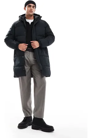 JACK & JONES – Lange Pufferjacke in mit Kapuze