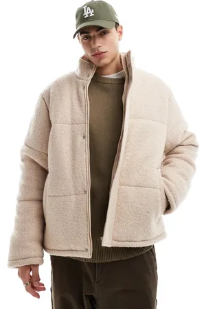 ASOS – Steppjacke aus strukturierter Wolle in Ecru