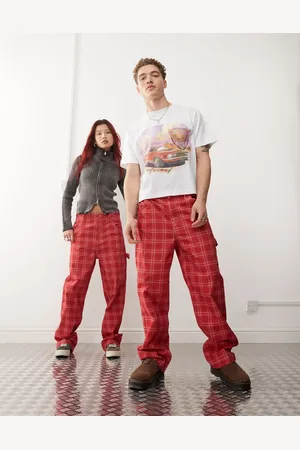 Reclaimed – Unisex-Hose in kariertem mit abgerundetem Beinschnitt