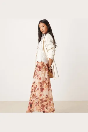 Miss Selfridge – Zweilagiger Maxirock aus Chiffon mit Tierfellmuster