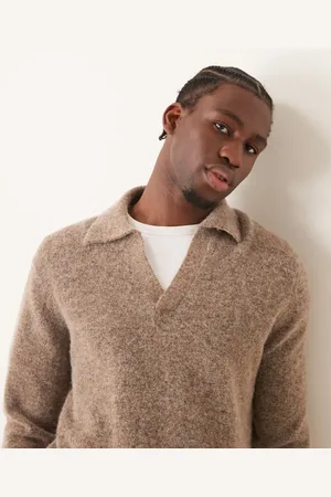 MANGO – Oversize-Pullover aus Wolle in Hellbraun mit übergroßem Kragen