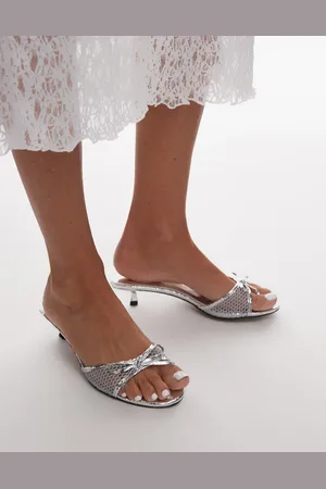 Topshop – Imai – Netzstoff-Mules in mit mittelhohem Absatz und Schleife