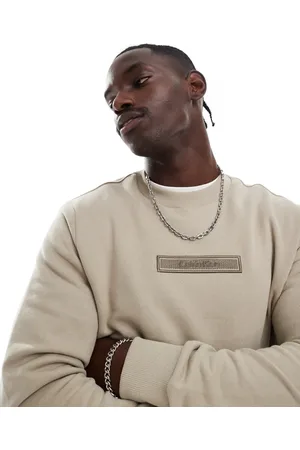 Calvin Klein – Sweatshirt in Beige mit aufgesticktem Logo