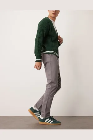 New Look – Schmal geschnittene Chinohose in Dunkelgrau