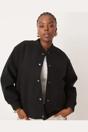 New Look New Look Curve – Kurz geschnittene Bomberjacke in mit Druckknopfleiste