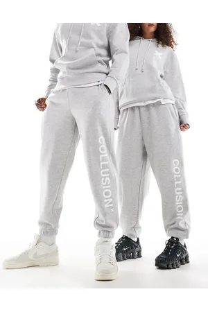 COLLUSION Unisex – Jogginghose in meliertem mit Logo, Kombiteil