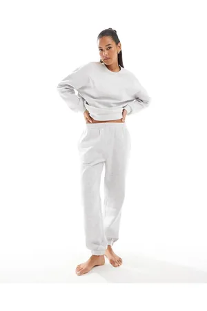 VERO MODA – Oversize-Jogginghose in Hellgrau mit Bündchen, Kombiteil
