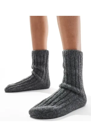 ASOS – Lounge-Socken aus Grobstrick in Anthrazit